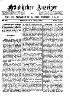 Fränkischer Anzeiger Mittwoch 21. August 1872