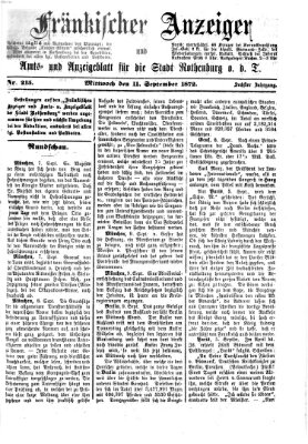 Fränkischer Anzeiger Mittwoch 11. September 1872