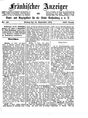 Fränkischer Anzeiger Freitag 13. September 1872