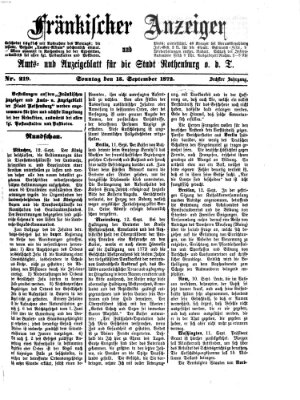 Fränkischer Anzeiger Sonntag 15. September 1872