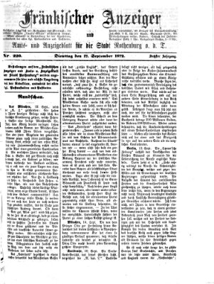 Fränkischer Anzeiger Dienstag 17. September 1872