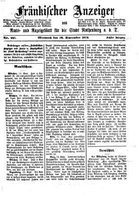 Fränkischer Anzeiger Mittwoch 18. September 1872