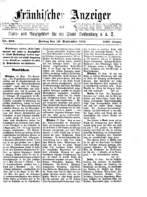 Fränkischer Anzeiger Freitag 20. September 1872