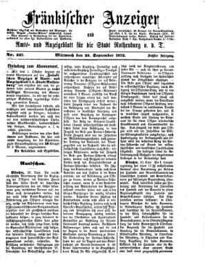 Fränkischer Anzeiger Mittwoch 25. September 1872