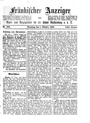 Fränkischer Anzeiger Dienstag 1. Oktober 1872