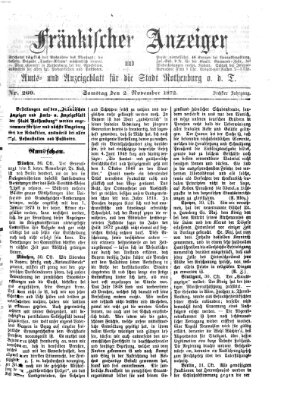 Fränkischer Anzeiger Samstag 2. November 1872