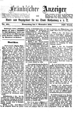 Fränkischer Anzeiger Donnerstag 7. November 1872