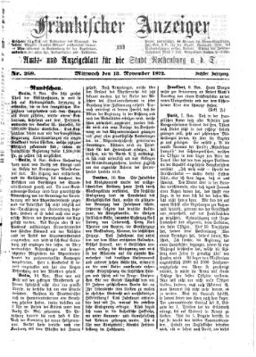 Fränkischer Anzeiger Mittwoch 13. November 1872