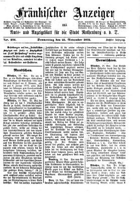 Fränkischer Anzeiger Donnerstag 21. November 1872