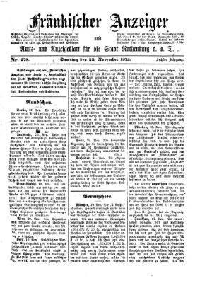 Fränkischer Anzeiger Samstag 23. November 1872