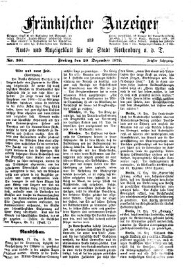 Fränkischer Anzeiger Freitag 20. Dezember 1872