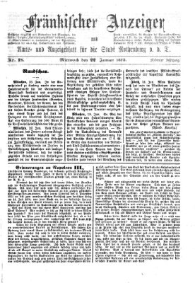 Fränkischer Anzeiger Mittwoch 22. Januar 1873