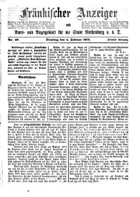 Fränkischer Anzeiger Dienstag 4. Februar 1873