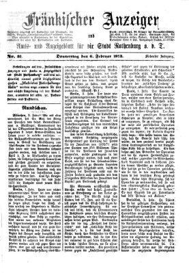 Fränkischer Anzeiger Donnerstag 6. Februar 1873