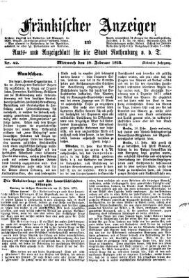 Fränkischer Anzeiger Mittwoch 19. Februar 1873