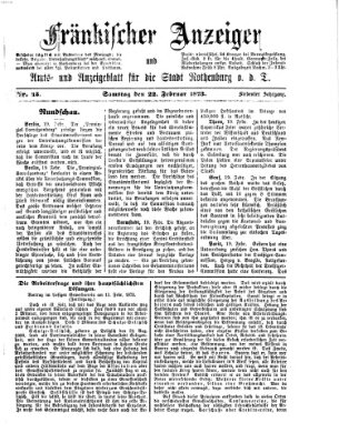 Fränkischer Anzeiger Samstag 22. Februar 1873