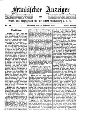 Fränkischer Anzeiger Mittwoch 26. Februar 1873