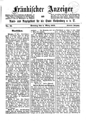 Fränkischer Anzeiger Sonntag 2. März 1873