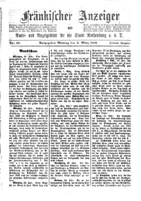 Fränkischer Anzeiger Montag 3. März 1873