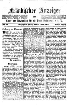 Fränkischer Anzeiger Freitag 21. März 1873