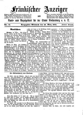 Fränkischer Anzeiger Mittwoch 26. März 1873