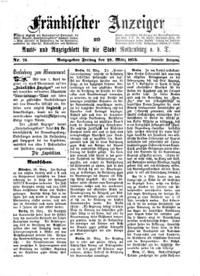 Fränkischer Anzeiger Freitag 28. März 1873