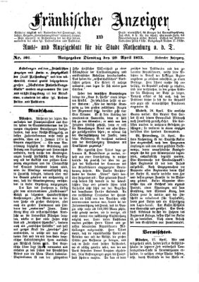 Fränkischer Anzeiger Dienstag 29. April 1873