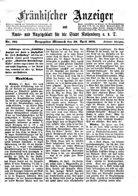 Fränkischer Anzeiger Mittwoch 30. April 1873