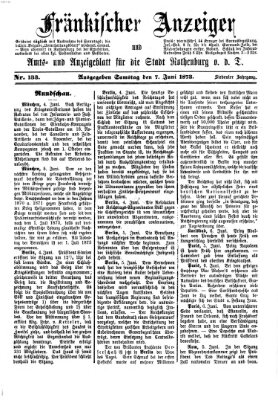 Fränkischer Anzeiger Samstag 7. Juni 1873