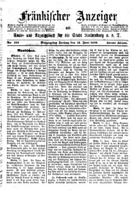 Fränkischer Anzeiger Freitag 13. Juni 1873