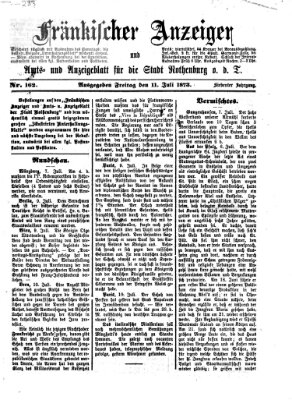 Fränkischer Anzeiger Freitag 11. Juli 1873