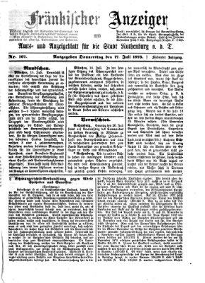 Fränkischer Anzeiger Donnerstag 17. Juli 1873