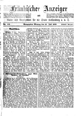 Fränkischer Anzeiger Montag 21. Juli 1873