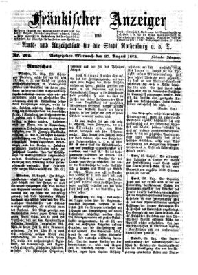 Fränkischer Anzeiger Mittwoch 27. August 1873