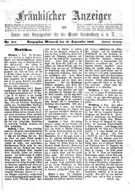 Fränkischer Anzeiger Mittwoch 10. September 1873