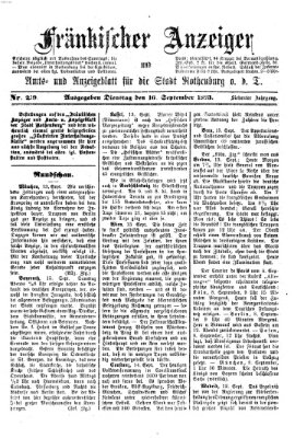 Fränkischer Anzeiger Dienstag 16. September 1873