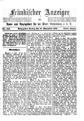 Fränkischer Anzeiger Freitag 19. September 1873