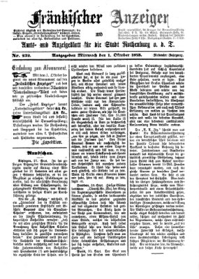 Fränkischer Anzeiger Mittwoch 1. Oktober 1873