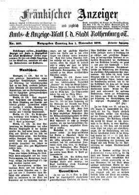 Fränkischer Anzeiger Samstag 1. November 1873