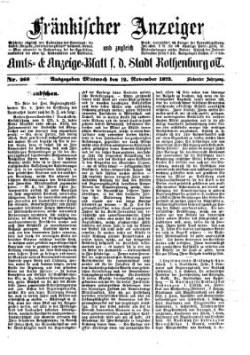 Fränkischer Anzeiger Mittwoch 12. November 1873