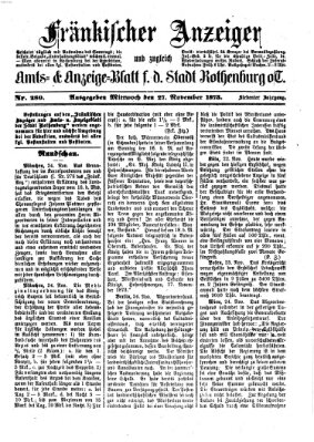 Fränkischer Anzeiger Mittwoch 26. November 1873