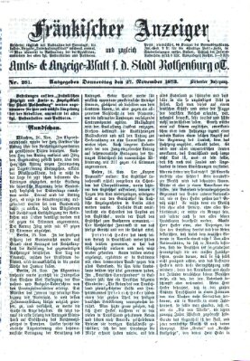 Fränkischer Anzeiger Donnerstag 27. November 1873