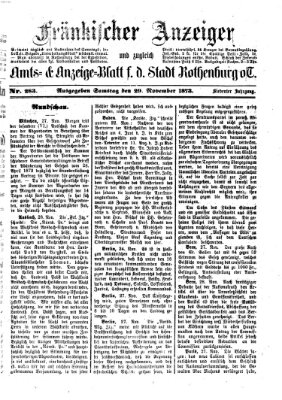 Fränkischer Anzeiger Samstag 29. November 1873