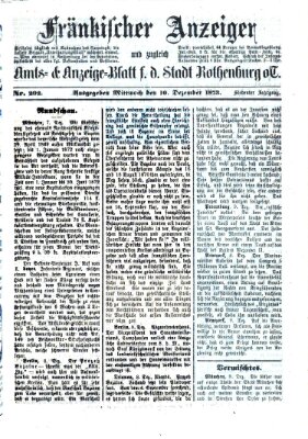 Fränkischer Anzeiger Mittwoch 10. Dezember 1873