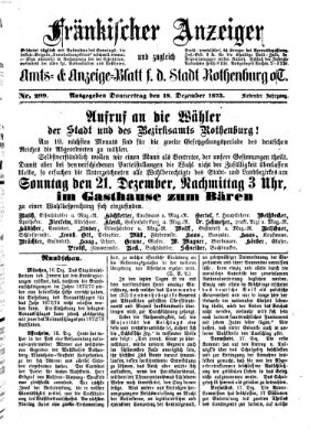 Fränkischer Anzeiger Donnerstag 18. Dezember 1873