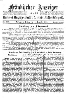 Fränkischer Anzeiger Freitag 19. Dezember 1873