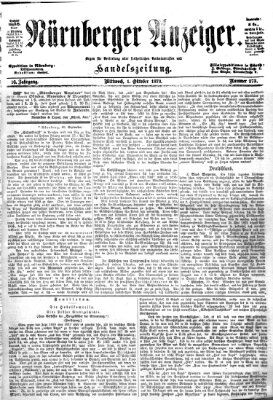 Nürnberger Anzeiger Mittwoch 1. Oktober 1873