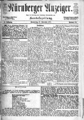 Nürnberger Anzeiger Donnerstag 27. November 1873