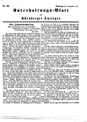 Nürnberger Anzeiger. Unterhaltungs-Blatt (Nürnberger Anzeiger) Sonntag 17. September 1871