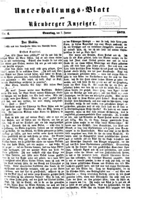 Nürnberger Anzeiger. Unterhaltungs-Blatt (Nürnberger Anzeiger) Sonntag 7. Januar 1872